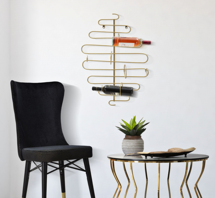 Suport sticle perete 4 locuri stil glamour auriu CreativDeco [4]