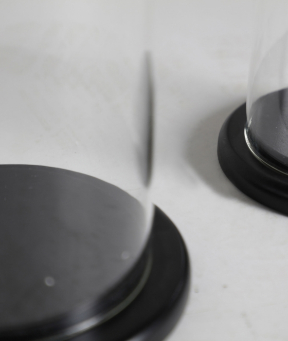 Suporturi lumânări sticlă transparentă bază MDF negru Blasige – set 2 suporturi cilindrice [4]