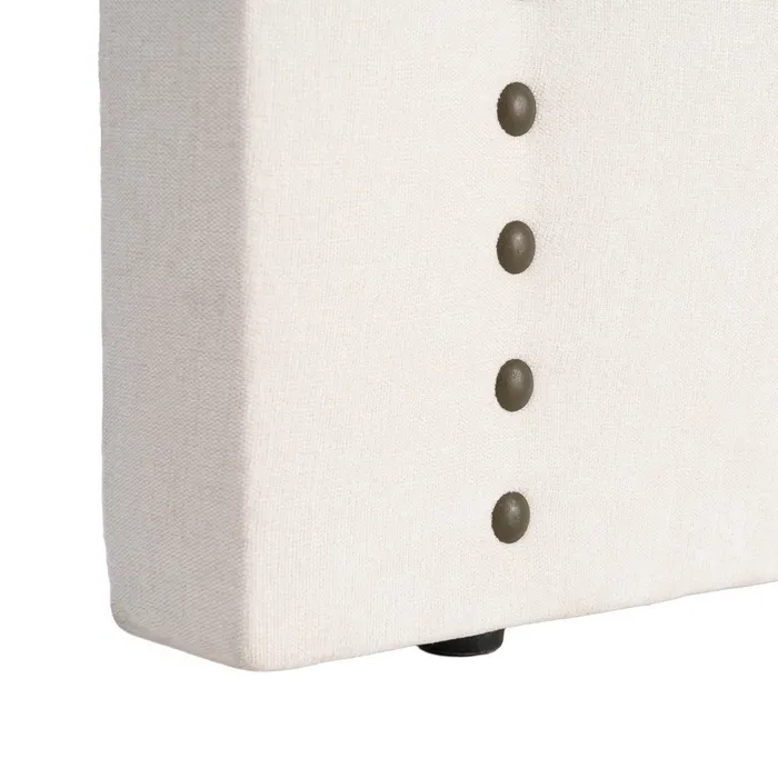 Tăblie de pat din stofă crem cu detalii decorative cu capse [4]