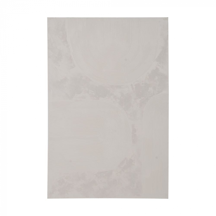 Tablou abstract vertical alb pictat manual, cercuri în relief [1]