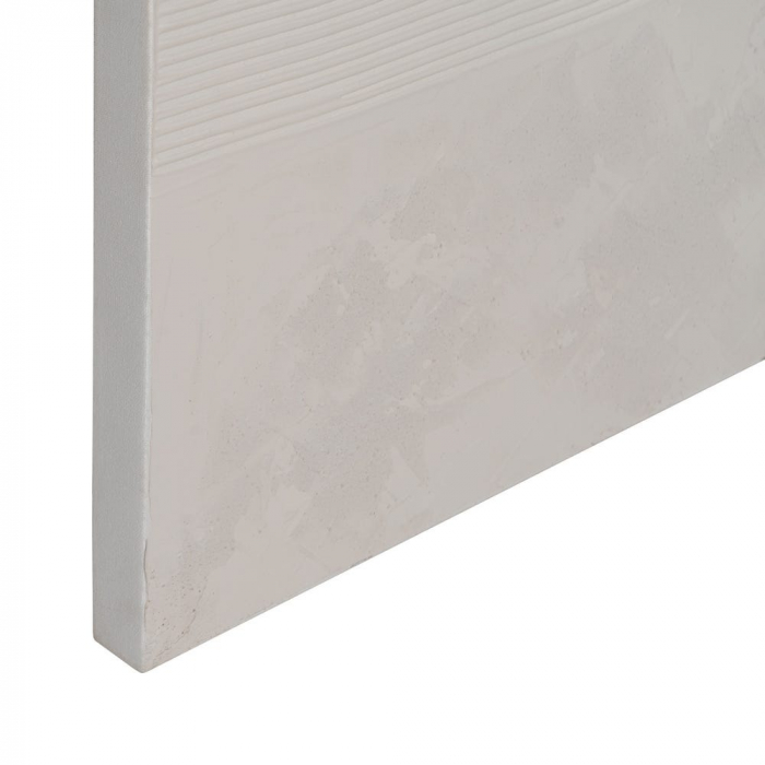 Tablou abstract vertical alb pictat manual, cercuri în relief [5]
