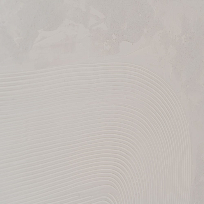 Tablou abstract vertical alb pictat manual, cercuri în relief [3]