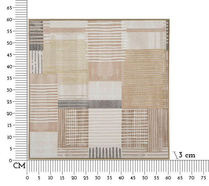 Tablou abstract bej cu aur 60x60 cm – compoziție cu texturi liniare pe pânză [6]