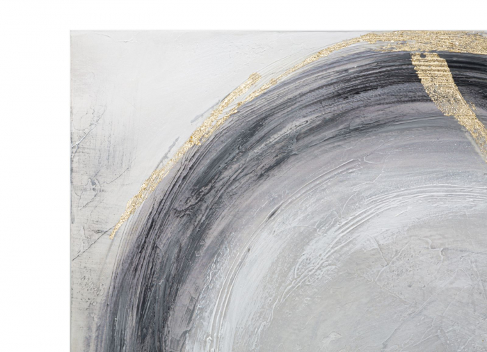 Tablou cercuri aurii fundal gri 150x60 cm – artă abstractă pictată manual [2]