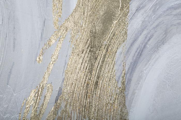 Tablou cercuri aurii fundal gri 150x60 cm – artă abstractă pictată manual [3]