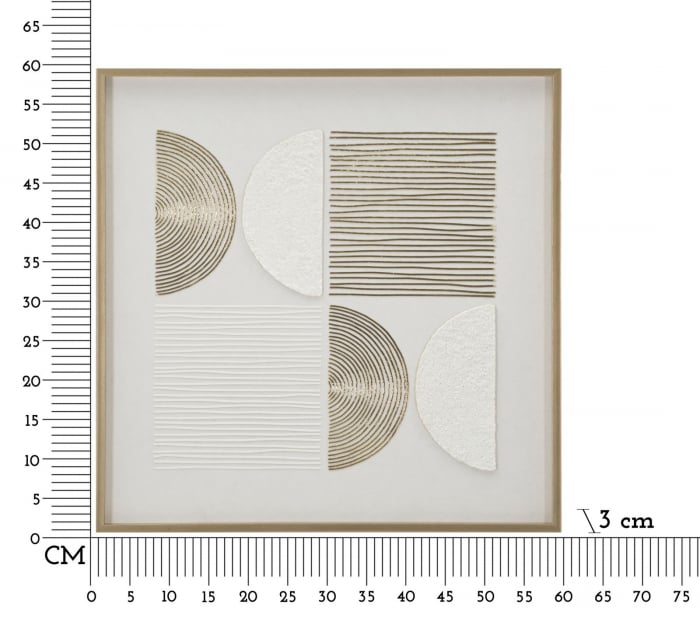 Tablou grafic texturat alb-auriu 60x60 cm – compoziție elegantă pe pânză simetrică [6]