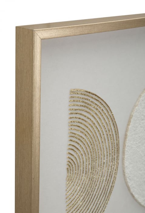 Tablou grafic texturat alb-auriu 60x60 cm – compoziție elegantă pe pânză simetrică [2]