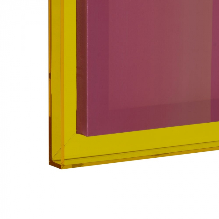 Tablou colorat roz-violet cu ramă galbenă – print lucios vertical [5]