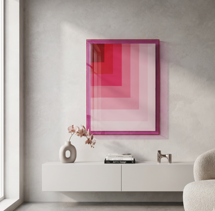 Tablou geometric roz degradee cu ramă acrilică – format vertical 60x80 cm [2]