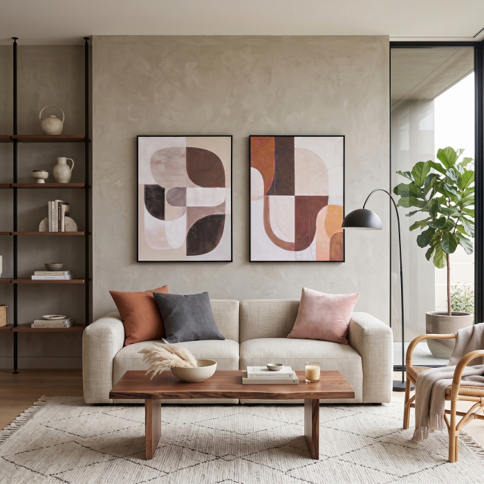 Tablou abstract geometric pictat manual [2]