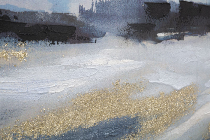 Tablou abstract scandinav 120x60 cm – peisaj eteric cu accente aurii [4]