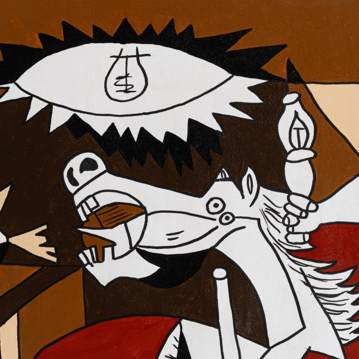 Tablou abstract panoramic pictat manual pentru HoReCa [4]