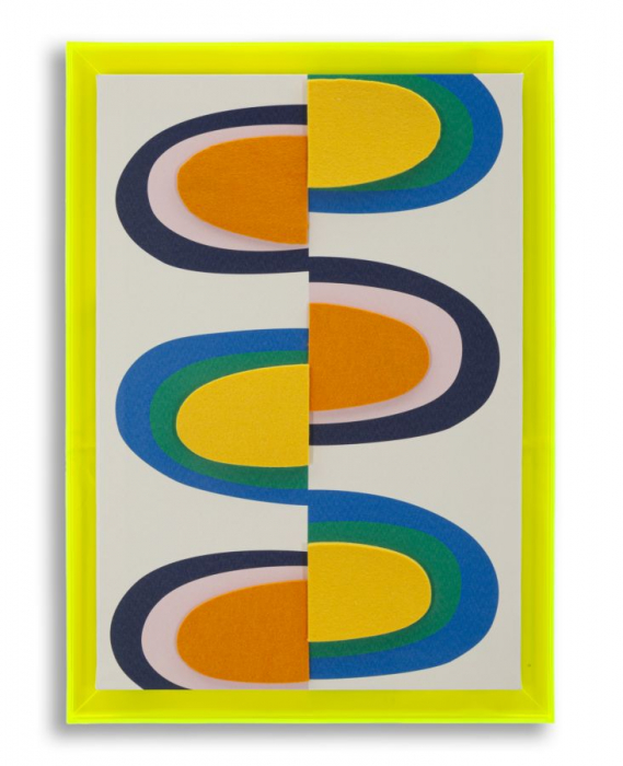 Tablou retro abstract galben neon 50x70 cm – grafică anii ’70 reinterpretată [1]