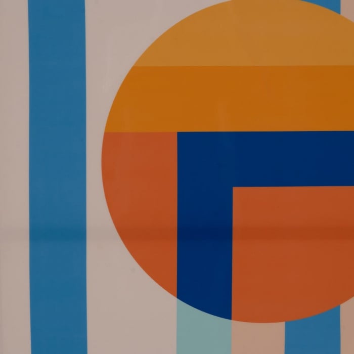 Tablou geometric galben-orange-albastru cu ramă galbenă – vertical 80x120 cm [2]