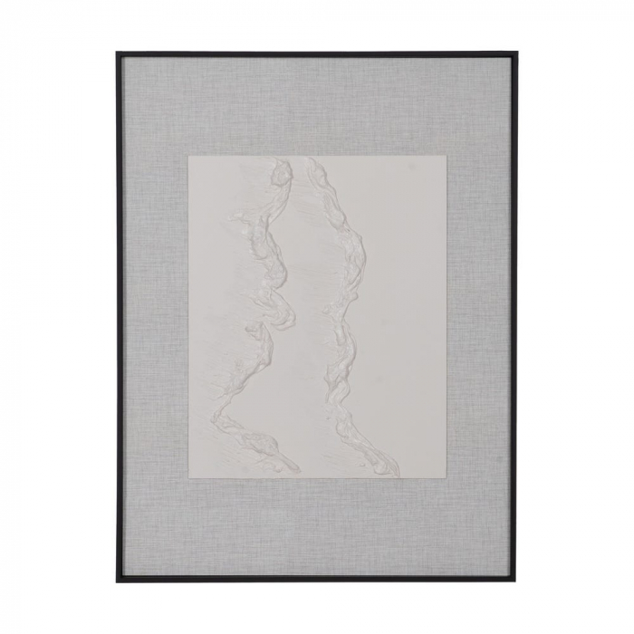 Tablou abstract vertical pictat manual, alb cu textură organică [1]