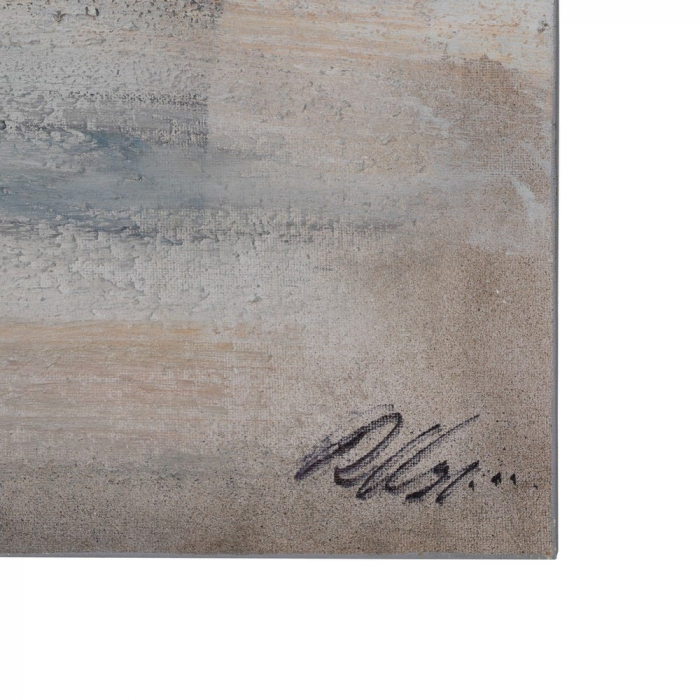 Tablou abstract vertical pictat manual, tonuri reci gri alb [3]