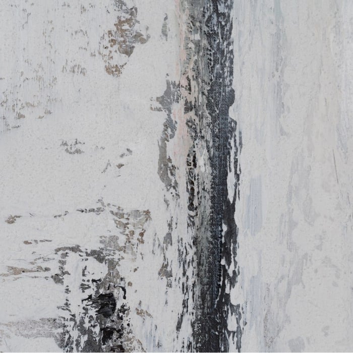 Tablou abstract vertical pictat manual, gri alb bej textură [2]