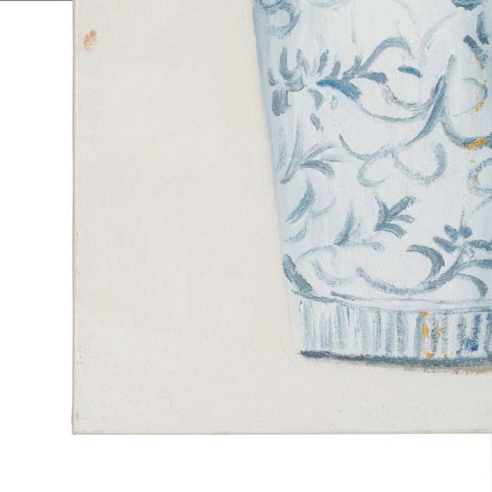 Tablou vaze albastre cu flori pastel pictat manual vertical 50x70cm [4]