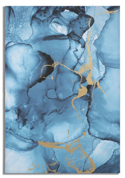 Tablou Blu Ray, lemn pin/canvas, albastru/auriu [1]