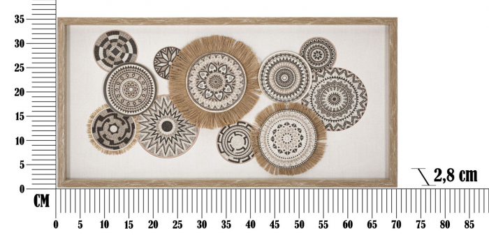 Tablou Boho Chic Cercuri Modele Tribale Negru Bej Alb CreativDeco - Stil Eclectic pentru Living si Birou [6]