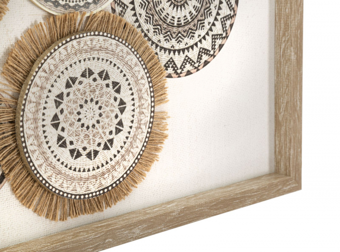 Tablou Boho Chic Cercuri Modele Tribale Negru Bej Alb CreativDeco - Stil Eclectic pentru Living si Birou [4]