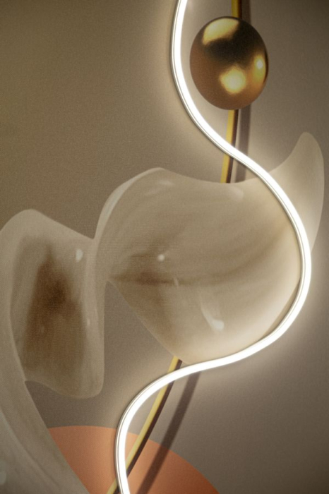 Tablou Canvas cu LED si rama abstract modern cu forme fluide decor vertical [9]