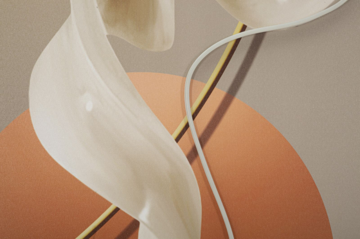 Tablou Canvas cu LED si rama abstract modern cu forme fluide decor vertical [7]