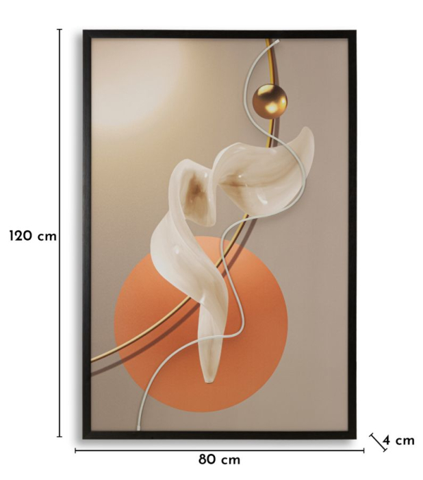 Tablou Canvas cu LED si rama abstract modern cu forme fluide decor vertical [10]