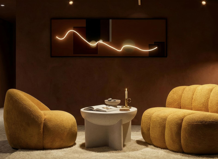 Tablou Canvas cu LED si rama abstract modern geometric decor panoramic [9]