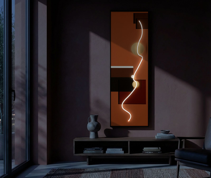 Tablou Canvas cu LED si rama abstract modern geometric decor panoramic [11]