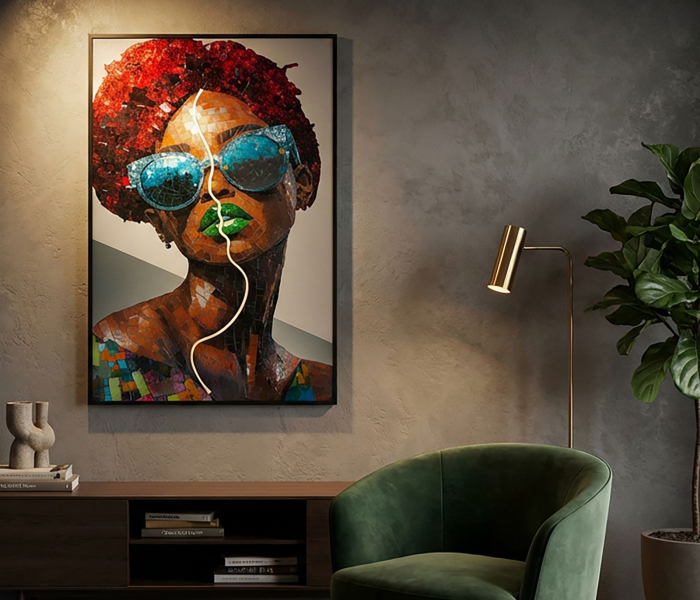 Tablou Canvas cu LED si rama portret artistic 3D acrilic decor modern [7]