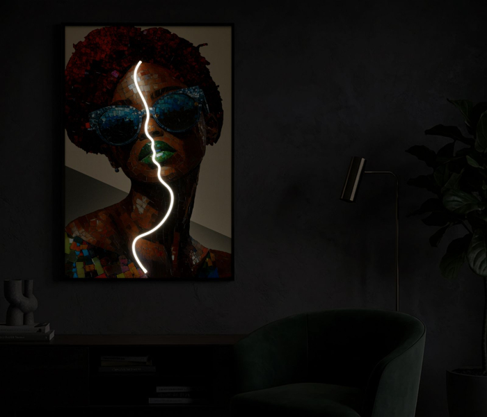 Tablou Canvas cu LED si rama portret artistic 3D acrilic decor modern [8]