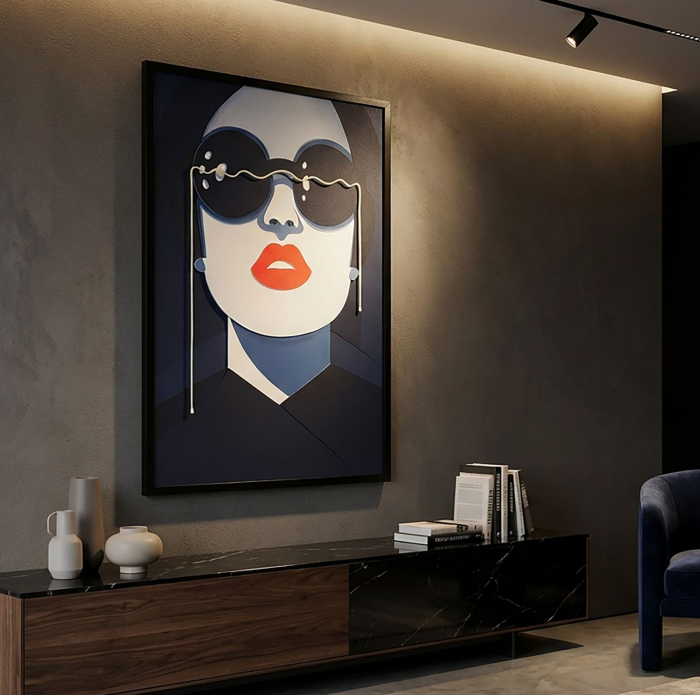 Tablou Canvas cu LED si rama portret pop art urban decor vertical [7]