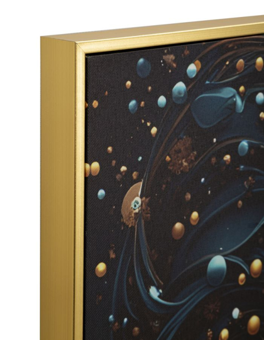 Tablou Canvas cu LED si rama din lemn portret feminin cosmic cu accente aurii decor modern [3]