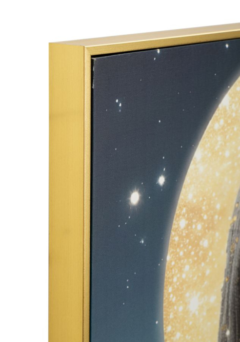 Tablou Canvas cu LED si rama din lemn portret feminin mistic cu halo luminos decor modern [3]