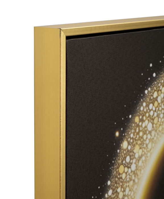 Tablou Canvas cu LED si rama din lemn silueta feminina eleganta cu halo auriu decor modern [3]