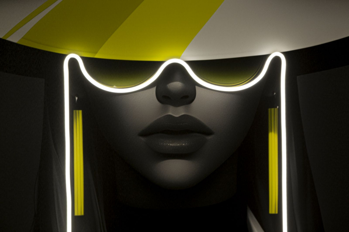 Tablou Canvas cu LED si rama portret fashion alb negru decor modern [7]