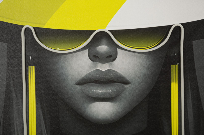 Tablou Canvas cu LED si rama portret fashion alb negru decor modern [3]