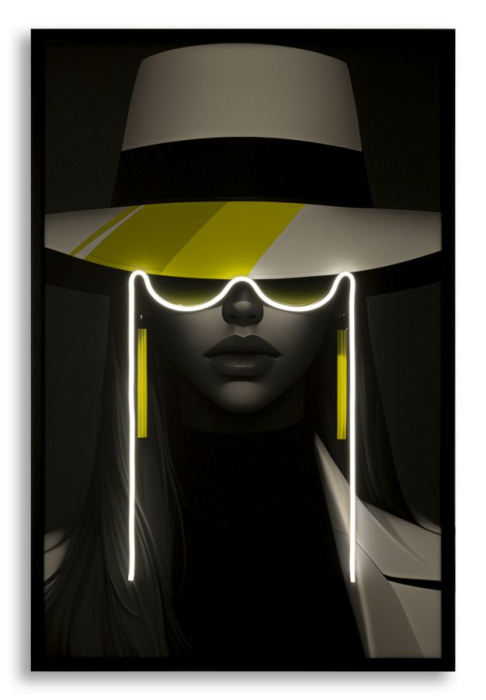 Tablou Canvas cu LED si rama portret fashion alb negru decor modern [6]