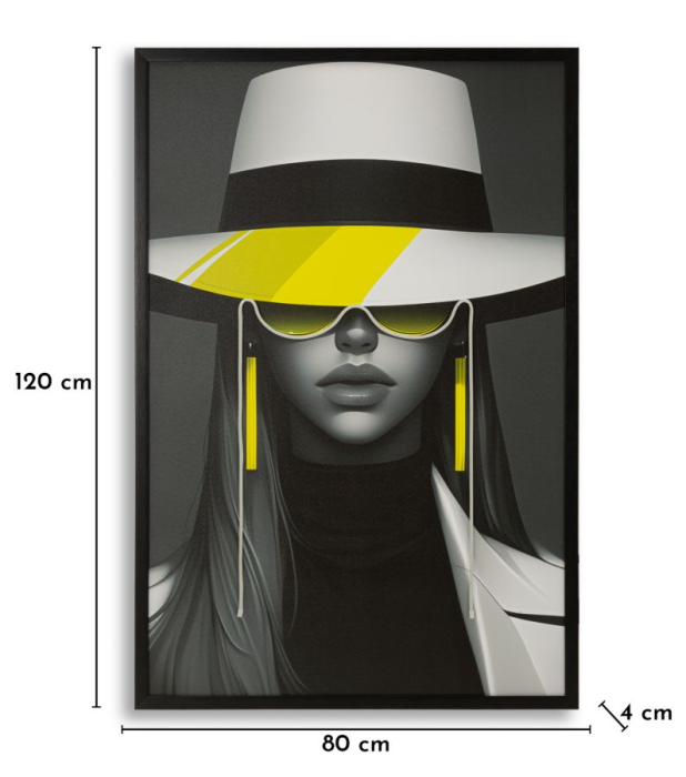 Tablou Canvas cu LED si rama portret fashion alb negru decor modern [9]