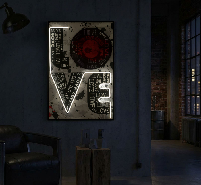 Tablou Canvas cu LED si rama mesaj urban pop art 3D acrilic decor modern [6]