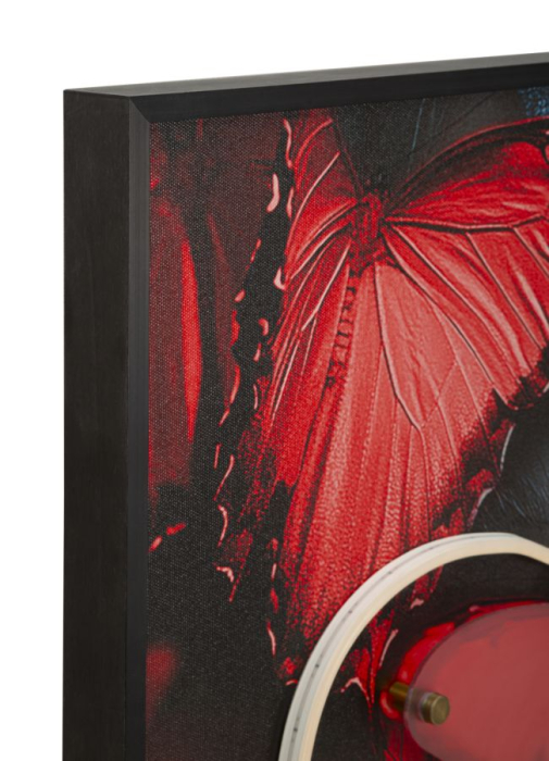 Tablou Canvas cu LED si rama portret artistic cu fluturi rosii 3D acrilic decor modern [4]