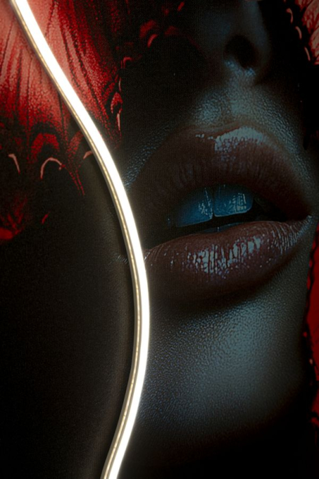 Tablou Canvas cu LED si rama portret artistic cu fluturi rosii 3D acrilic decor modern [9]