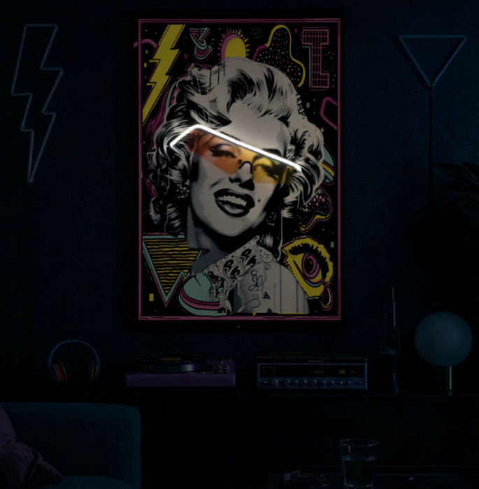 Tablou Canvas cu LED si rama portret pop art iconic 3D acrilic decor modern [8]