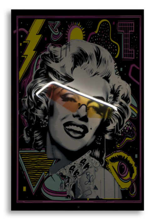 Tablou Canvas cu LED si rama portret pop art iconic 3D acrilic decor modern [5]