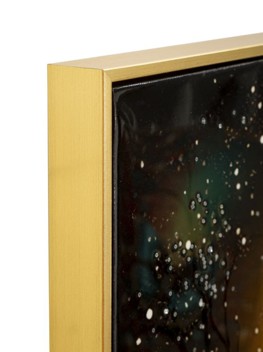 Tablou Canvas cu rama din lemn paun decorativ cu accente aurii multicolor [3]