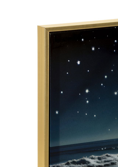 Tablou Canvas cu rama din lemn peisaj nocturn cu luna plina si reflexii multicolore decor modern [4]