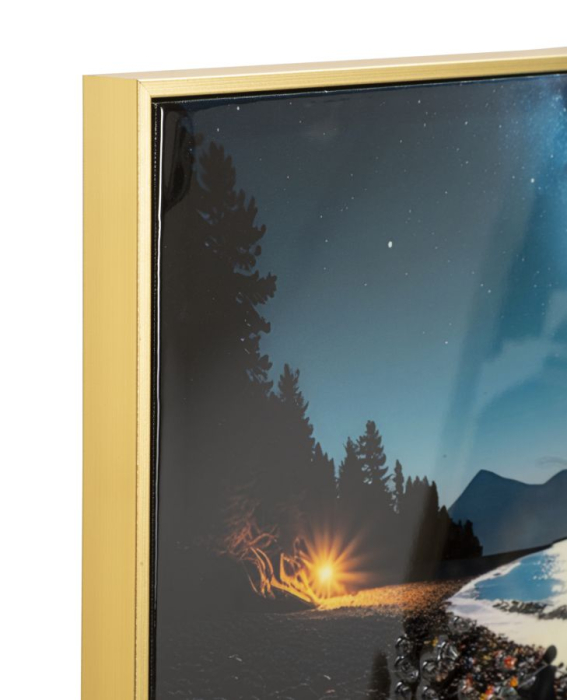 Tablou Canvas cu rama din lemn peisaj nocturn cu plaja si pietre colorate decor multicolor [2]