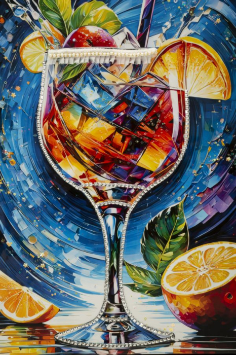 Tablou Canvas cu rama din lemn pentru restaurante baruri si spatii HoReCa cu pahar cocktail [5]