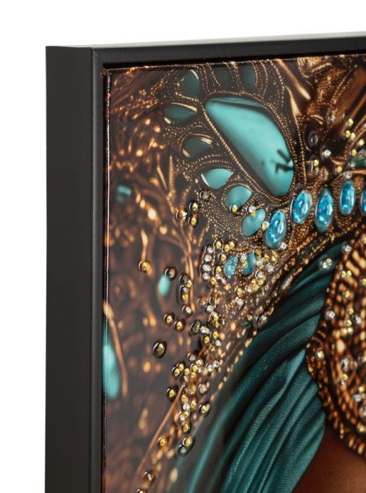 Tablou Canvas cu rama din lemn portret feminin bijuterii turcoaz [3]